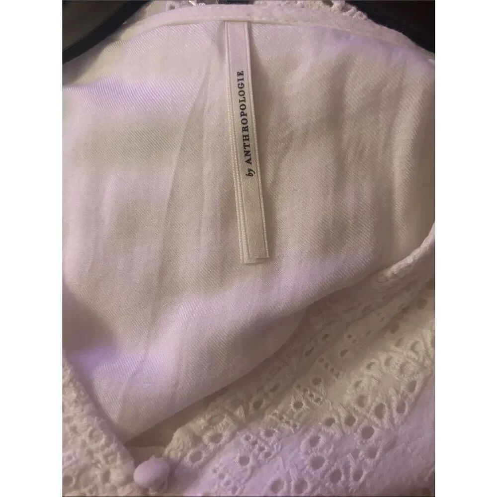 Anthropologie Ebba White Eyelet Midi Dress Size 0 - Picture 8 of 8